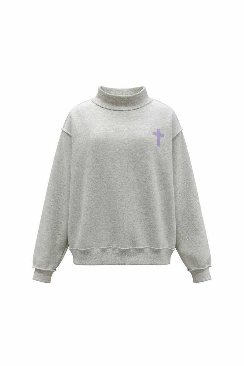 'CROSS &JESUS SAVES' Reversible Sweatshirt: Ash grey