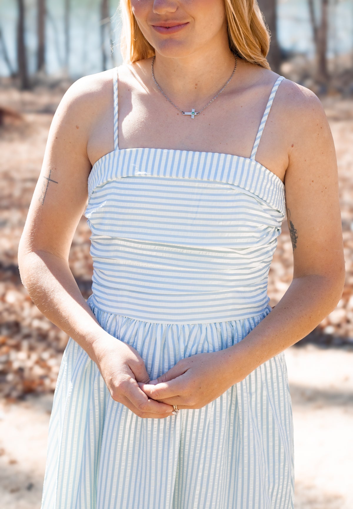 Striped Smocked Midi Dress