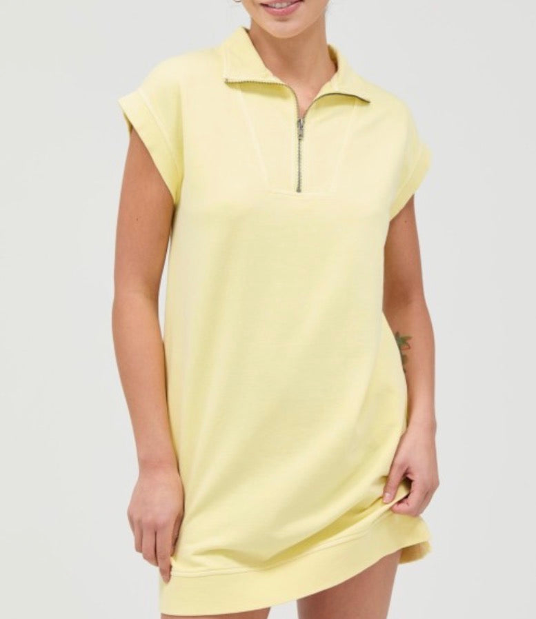 Half Zip Up Mock Neck Mini Dress