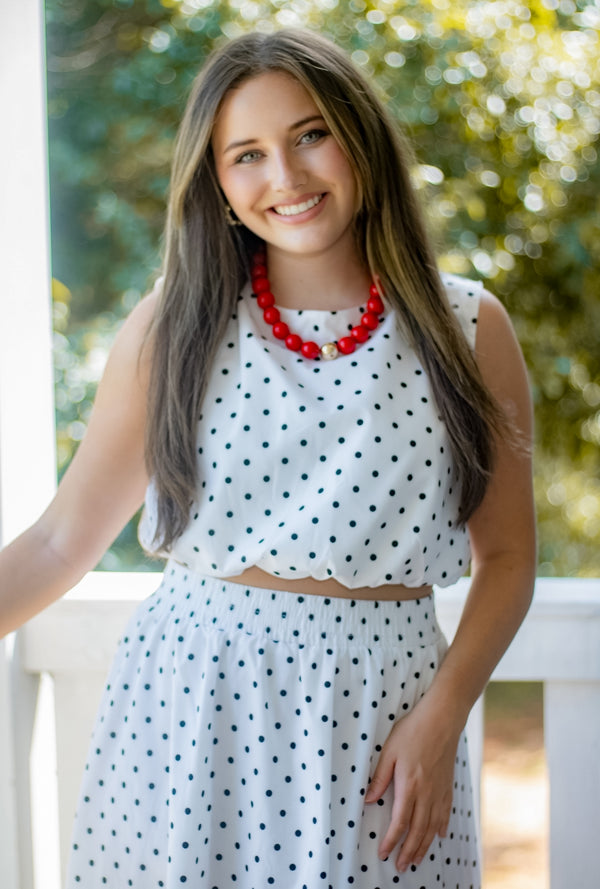 Marjorie Game Day Beaded Necklace: Red
