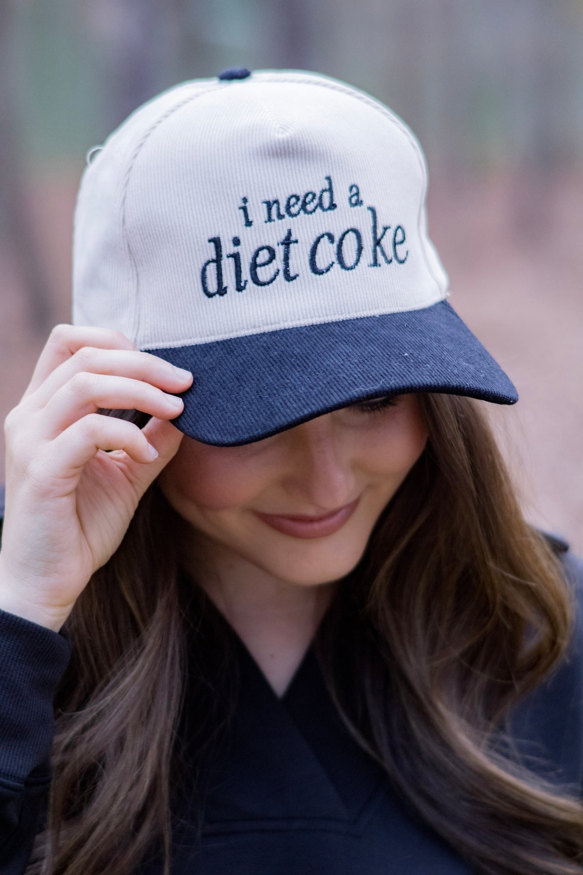 “I Need a Diet Coke” Two-Tone Corduroy Cap